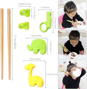 Training Chopsticks, 4 Pairs Kids Children Chopsticks Reusable Bamboo Easy to Use Chopsticks Helper Learner Chopsticks Right or Left Handed for Beginners Kids and Adults