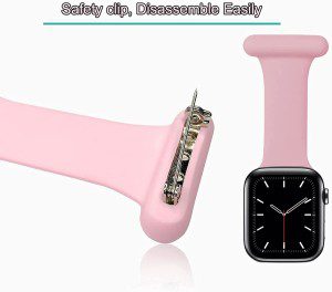 Theapro Fob for Apple Watch Clip-On Strap Band 38/40/41/42/44/45Mm, Suitable for Nurses, Midwives, Doctors, Health Care Personnel, Hikers, Soft Silicone for Iwatch Series 8/7/Se/6/5/4/3/2/1(Black+Pink)