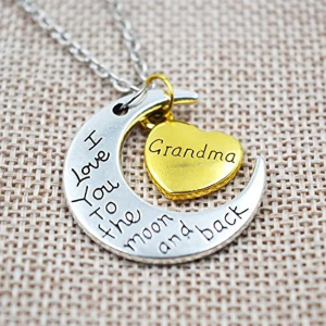 Grandma Grandmother Gifts Necklace from Grandchildren Granddaughter Grandson to My Grandma I Love You to the Moon and Back Gift Necklaces for Grandmom Grandmama