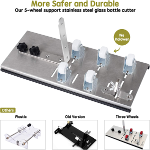 Kalawen Glass Bottle Cutter Kit, 5 Adjustable Wheel Glass Cutter for Bottles Glass Cutting Tools for round Bottle DIY Bottle Planters Glass Chandelier Candlestick (Medium)