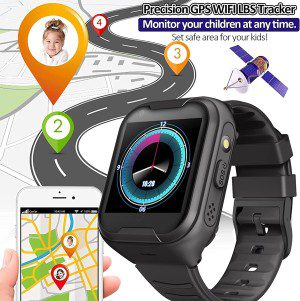 4G GPS Smart Watch for Kids/Elderly Global Waterproof Phone Video Call SOS Emergency Alarm Voice Message Camera GPS Tracker Watch Real-Time Tracking Geo-Fence Touch Screen Senior Boys Girls Gift