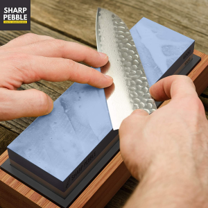 Sharp Pebble Premium Whetstone Knife Sharpening Stone 2 Side Grit 1000/6000 Waterstone- Whetstone Knife Sharpener- Nonslip Bamboo Base & Angle Guide