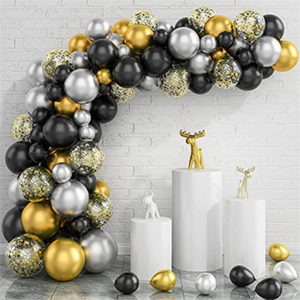 Balloon Arch Kit, 127Pcs Black Gold Balloon Arch Garland Kit, Black Gold Silver Birthday Balloons Arch Set for Men Boys Birthday Party Decoration, Wedding,Graduation, Anniversary,Retirement,New Year