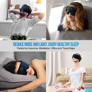 Sleep Headphones, 3D Sleep Mask Bluetooth Wireless Music Eye Mask, Lc-Dolida Sleeping Headphones for Side Sleepers Sleep Mask with Bluetooth Headphones Ultra-Thin Stereo Speakers Men Women