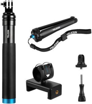 TELESIN 35” Selfie Stick with Tripod Phone Holder, Waterproof Pole Aluminum Extendable Monopod for Gopro Hero 11 10 9 8 7 Insta 360 One R One X2 X3 DJI Osmo Pocket Action 2 3 Camera Android Iphone