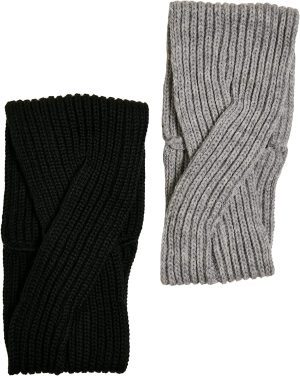 Urban Classics Knitted Headband, Black/Grey, One Size (Pack of 2)