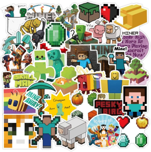 Video Game Minecraf_T Stickers 50 Pack, Waterproof Stickers for Laptop, Bumper, Water Bottles, Computer, Phone, Hard Hat, Perfect for Teens Girl Boy Adult (Minecra_Ft-50)