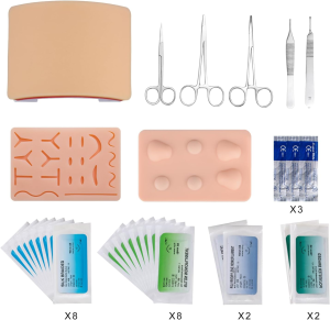 Medarchitect Premium Suturing Skill Trainer Including DIY Incision Suture Pad with Hook&Loop Replacement Design, 19 Pre-Cut Wounds Pad & Complete Tools for Advanced Suture Skill Practice Educational…