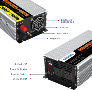 GIANDEL 1000Watt Pure Sine Wave Power Inverter DC12V to AC 240V with Dual AC Sockets and USB Port