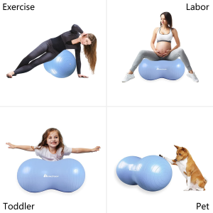 Meteor Peanut Shape Exercise Ball with Foot Pump (Support 500Kg, 90X45Cm), Swiss Ball for Yoga, Pilates, Pregnant Training, Birthing Assist, Kids Toddling, Pet Training, Therapy Relaxation, Gym Ball