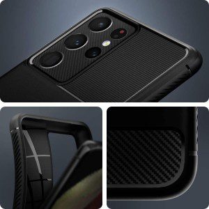 SPIGEN Rugged Armor Case Designed for Samsung Galaxy S21 Ultra (2021) Resilient Ultra Soft Cover – Black