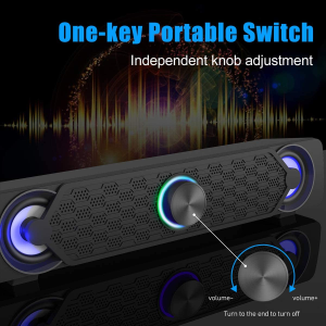 Computer Speakers,Smalodi PC Speaker Mini Led Soundbar Cool Design Perfect for Gaming Laptop Desktop Notebook