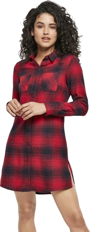 Urban Classics Women’S Ladies Check Shirt Dress, Dark Blue/Red