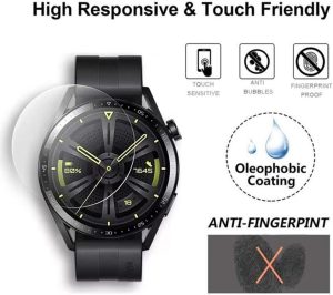 【3 Pack】T Tersely Tempered Glass Screen Protector for HUAWEI Watch GT 3 /GT3 46Mm, Screen Protector Film Guard