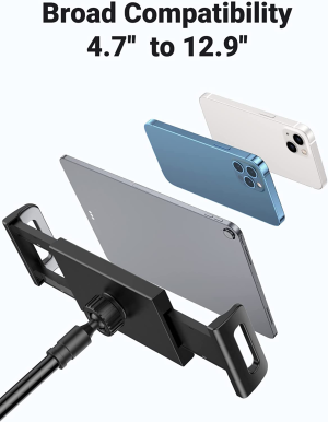 UGREEN Gooseneck Phone Tablet Stand Holder for Bed Desk Cell Phone Clamp Stand Long Lazy Arm Adjustable Overhead Recording Compatible with Iphone Ipad Pro Samsung Galaxy Tab E-Reader 4 to 12.9”