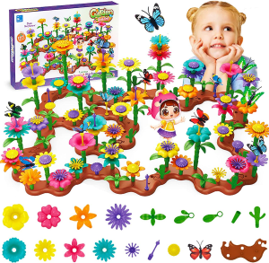 224 Pcs Flower Garden Building Toys, Kids Flower Building Toy Set for 3 to 8 Year Old Boy Girl, Creative Play Beautiful Garden Educational Stem Toddler Toys – Ideal Christmas & Birthday Gift