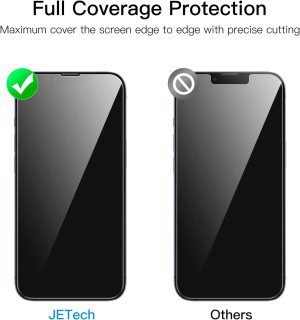 Jetech Full Coverage Screen Protector for Iphone 14 plus 6.7-Inch with Camera Lens Protector, Tempered Glass Film, HD Clear, 2-Pack Each