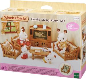 Sylvanian Families 5339 Comfy Living Room Set Accessories & 5286 Country Bathroom Set Furniture Toy