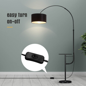 Arc LED Floor Lamp Floor Light Standing Reading Light with Adjustable Storage Shelf Living Room Bedroom Black