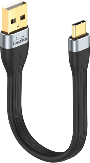 Short USB to USB C Cable 6 Inch,Cablecreation USBA to USBC 2.0 Fast Charging Cord,Short USB C Cable for Power Bank 60W, Compatible with Macbook Pro,Ipad Pro,Chromebook Pixel,Galaxy S22,Black.