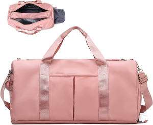 Sports Gym Bag for Women and Men,Travel Duffel Bag,Yoga Tote,Weekender Bag,With Adjustable Straps with Dry Wet Pocket & Shoes Compartment for Unisex for Swim,Yoga,Baseball,Camping,Large,Pink