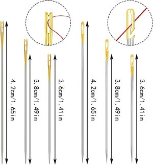 Sewing Needles, 24 PCS Self Threading Needles for Sewing, Embroidery (6 Size)