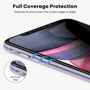 Jetech 4 Way 360° Privacy Screen Protector for Iphone 11/Iphone XR 6.1-Inch, Anti-Spy Full Coverage Tempered Glass Film with Easy Installation Tool, 2-Pack