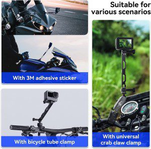 TELESIN Aluminum Camera Extension Rod,Nvg Helmet Mount Extension Adapter,Selfie Stick Extension Handle Grip for Gopro Hero 11 10 9 8 7 Insta360 X3 ONE X2 DJI Action 3 2 Extension Arm Mount Accessories