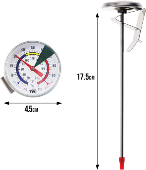 Frothy Milk Thermometer with 175Mm Stainless Steel Probe and Clip Barista Coffee