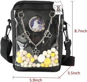 KOOIJNKO Ita Bag Small Clear Crossbody Bag Mini DIY Transparent Shoulder Messenger Bag