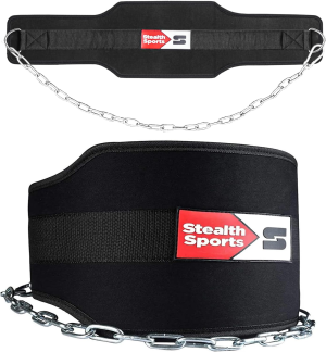 Stealth Sports Dip Belt Heavy Duty 36 Inch Chain Weight Belt-Weight Lifting Powerlifting Bodybuilding 7.5” Wide 9Mm Thick Neoprene Padded Back Support Gym Training Pull up Belt Workout Dipping Belt