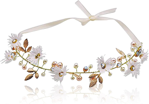 NEEWERS Bride Wedding Hair Vine Headband Gold Leaf Bridal Accessories for Women