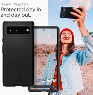 SPIGEN Thin Fit Case Designed for Google Pixel 6 (2021) Exact Fit Ultra Slim Hard Cover – Black