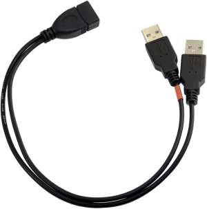 HIGHROCK 30Cm USB 2.0 a Power Enhancer Y 1 Female to 2 Male Data Charge Cable Extension Cord(1Pc)