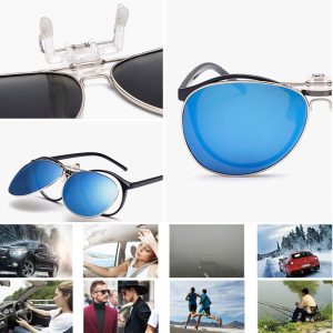 Sunglasses Polarized Lens Glasses Clip on Polarized Day or Night Sunglasses Fashion Clip on Fit over Prescription Glasses for Driving and Outdoors