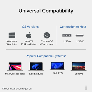 Plugable USB 3.0 Universal Laptop Docking Station Dual Monitor for Windows and Mac, USB 3.0 or USB-C, (Dual Video: HDMI and HDMI/DVI/VGA, Gigabit Ethernet, Audio, 6 USB Ports)