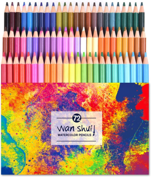 72 Watercolor Pencils Set – Premium Artist Lead 72 Vibrant Colors No Duplicates Pre-Sharpened Colored Pencils Ideal for Coloring, Blending and Layering, Sketching, Crafting