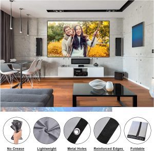 Xcellent Global 130 Inch Projector Screen, 16:9 HD Foldable Anti-Crease Anti-Light Movies Screen, Projection Screen for Home Backyard Theater Outdoor Indoor HG584