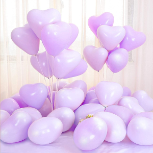 10-Inch Color Heart Shaped Balloons Macaron Rainbow Party Latex Balloons for Party, Birthday, Wedding, Anniversary, Baby Shower Decorations 50Pcs (Purple)