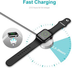 Watch Charger Cable 2 in 1 Smartwatch Charging Docks, Nylon Braided Watch Charger Cable Compatible for All Watch Series 8/SE/7/6/5/4/3/2/1, for Phone 14/13/12/11/Pro/Max/Xr/Xs/Xs Max/X, for Pad 2/3/4