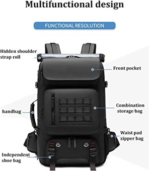 Extra Large Backpack for Men 50L, Men Travel Backpack,Waterproof 17 Inch Business Laptop Backpack with Shoe Bag, Hidden USB Charging Port Outdoor Backpack for Woman, X-Large, Travel Backpack