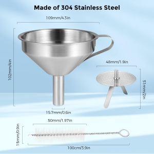 Sovol Stainless Steel Funnel, Metal Filter Resin Filter Cup for SLA/DLP/LCD Resin 3D Printer UV Resin, Double-Strainer Filter for 3D Printing Liquid