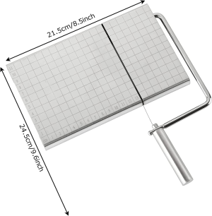 RRMMAN Cheese Slicer,Cheese Slicer Cutter Board,Stainless Steel Cheese Cutter with Accurate Size Scale Wire Cheese Slicer for Cheese Butter Equipped with 5 Replaceable Cheese Slicer Wires