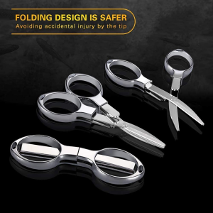 Stainless Steel Folding Retractable Safe, Portable Scissors Handmade Mini Sharp Scissors, for Travel School Office Crafts Home Camping Fishing Scissors Home Office, Safe Portable Scissors