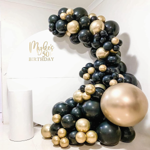 Balloon Arch Kit, 127Pcs Black Gold Balloon Arch Garland Kit, Black Gold Silver Birthday Balloons Arch Set for Men Boys Birthday Party Decoration, Wedding,Graduation, Anniversary,Retirement,New Year