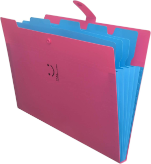 Expanding File Folder – 4 Pack Letter Cute Plastic A4 File Folder, 5 Pockets Plastic Expandable File for School Paper Fastener Organizer,Multi Pocket Document Bag Office Supplies