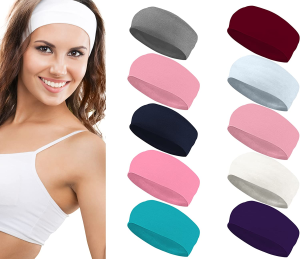 Styla Hair 10 Pack Yoga Headbands – Elastic Cotton Multi-Function Sports Head Bands Stretchy Wraps