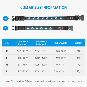 LED Dog Collar USB Rechargeable, 7 Modes Light up Dog Collars Night Safety High Visibility for Night Walking, Adjustable Safety Necklace Dog Collar for Small Medium Large Dog, M