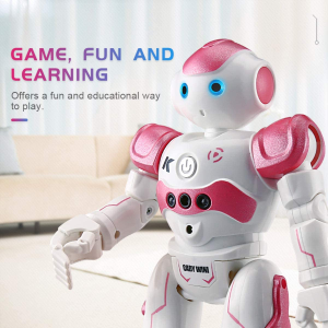 WEECOC RC Robot Toys Gesture Sensing Smart Robot Toy for Kids Can Singing Dancing Speaking Christmas Birthday Gift (Pink)