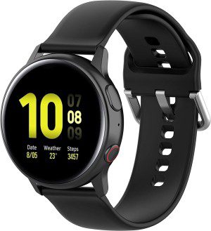 T Tersely Soft Silicone Band for Samsung Galaxy Watch Active 2 (40Mm/44Mm), 20Mm Replacement Sports Strap for Samsung Galaxy Watch 5 Pro/Watch5/4 (40Mm/44Mm)/Galaxy Watch 3 (41Mm) /Active- Black